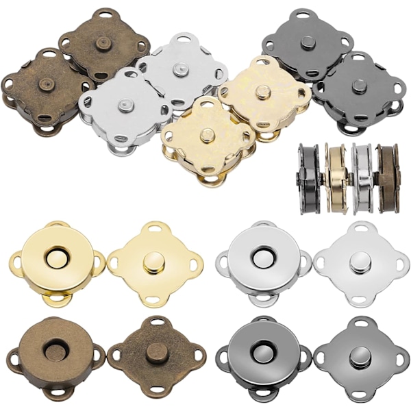 16 settiä magneettisia neppareita ompeluun, 14 mm magneettiset nepparikiinnikkeet nepparit ompeluun käsilaukkuihin DIY-askarteluun (4 väriä)