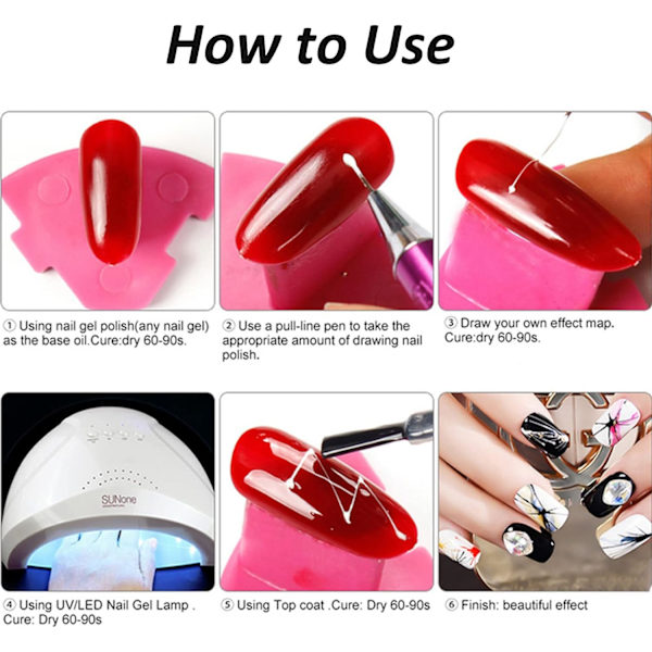 4 färger spindelgel för nagelkonst - Målnings elastisk ritspindelgel - Blötlägg UV LED-gellack - Spindelgel naglar nagelkonst