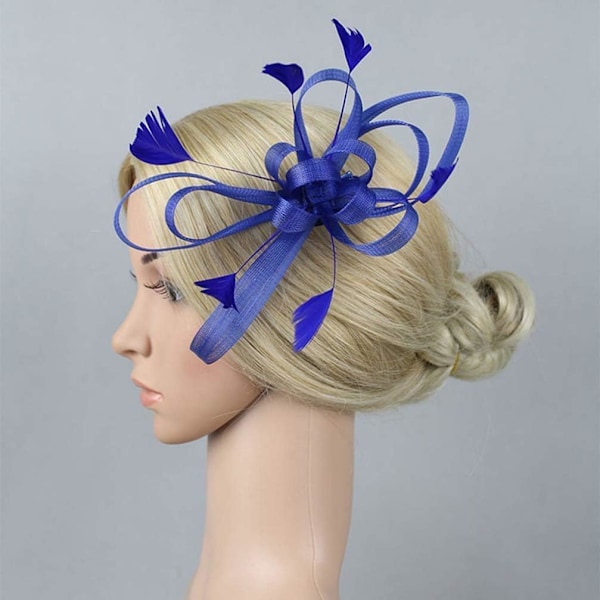 Te-fest hårklipp Fascinator Hårklipp Bryllup Hårnål Fascinator Hårklipp Royal blue