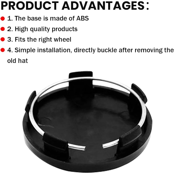 4 kpl Auton Rengasvanteiden Keskihubin Peite, ABS Auton Vanteiden Keskihubin Peitteet, Auton Viritystarvikkeet Ajoneuvoille 68mm (Musta)