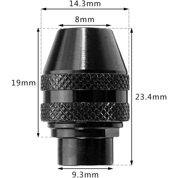 Multifunksjonell nøkkelfri chuck for 4 deler, mininøkkelfri drillchuck, universaladapter, nøkkelfri multichuck for elektrisk slipeverktøy 0,4-3,2 mm