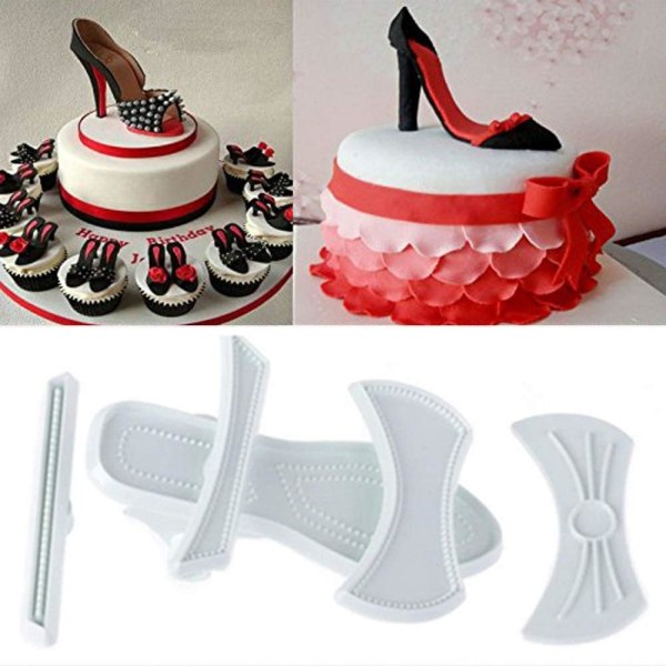9 stk Høyhælte Sko Kakeutskjæringsform Fondant Baking Mold (2 sett)