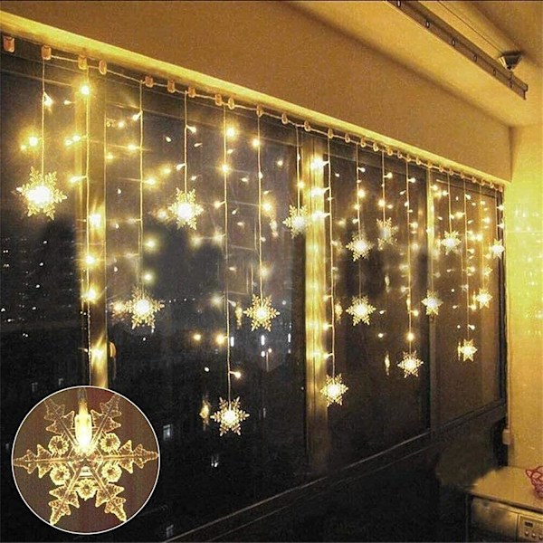 Jouluvalot, LED-tähdet, Valojuova, 96 LED, 4m, Jouluvalot pistokkeella, 8 tilaa, Valot joulukuuseen, verhoon, puutarhaan, juhliin, lämmin valkoinen