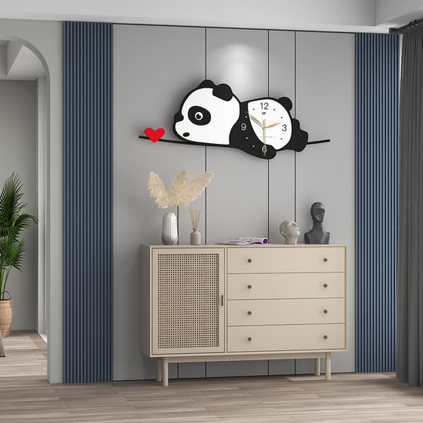 Panda seinäkello kodin sisustukseen 80x32cm