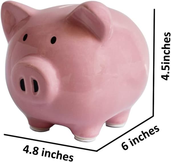 Spargris, barn å verne om keramisk gris penge sparegriser for gutter jenter barn (rosa)