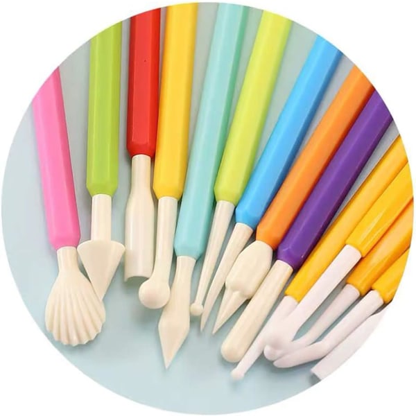 9-delad Set med Fondant-modelleringverktyg, Gum Paste för Tårdekorering, Tårta Marshmallow-skulpturverktygssats