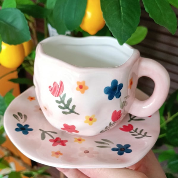 Kaffekoppsett med underkopp Muggegaver til kvinner Bursdag Keramikkkopp 250 ml Kaffekopp med underkopp Bursdagsgave til kvinner color 1