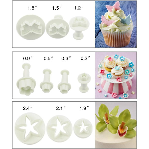 Fondantformar, 114 Utstickare och Dekorationsverktyg för Fondant, Cake Sugarcraft Fondantverktygsset med Kavel, Prägling