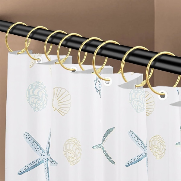 Duschdraperi-krokar, duschdraperi-ringar för badrum duschstång, snäppfogsdesign gold