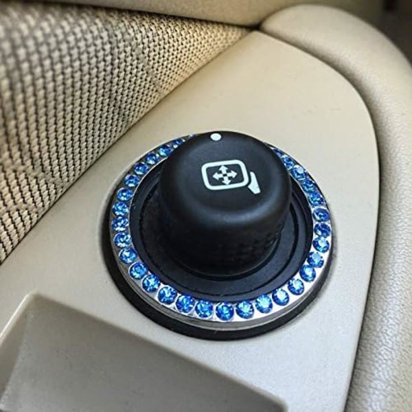 Crystal Rhinestone Car Bling Sticker Ring Emblem, Auto Start Engine Tändningsnyckel & Button Bling, By Bling Car Decor (Blå)