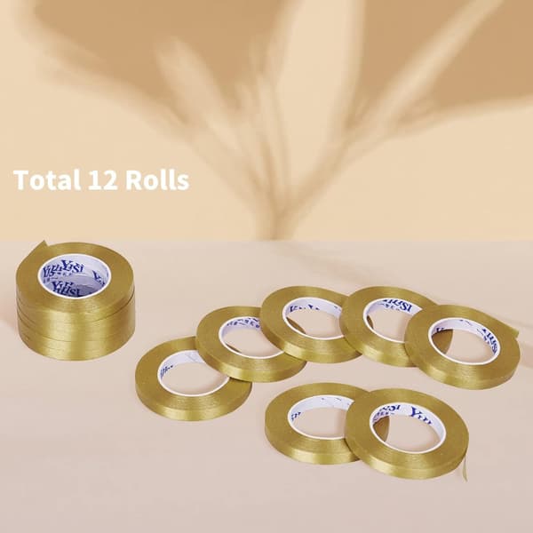 12 ruller guld gavebånd til gaveindpakning, 5 mm x 10 m pr. rulle