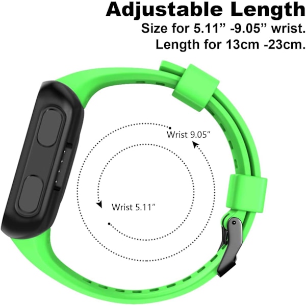 Blød silikone udskiftningsurrem til Garmin Forerunner 35 smartwatch, passer til håndled på 5,11-9,05 tommer (130-230 mm), grøn