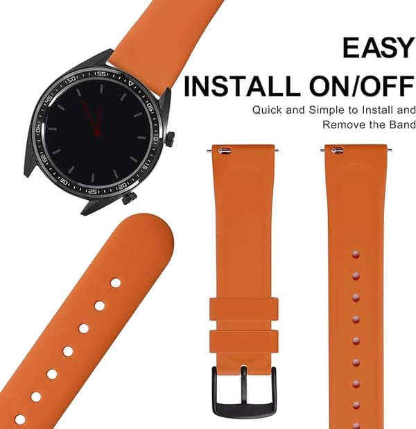 Urrem til ure, silikone quick release blød gummibånd udskiftning armbånd 18 mm, rustfrit stål spænde