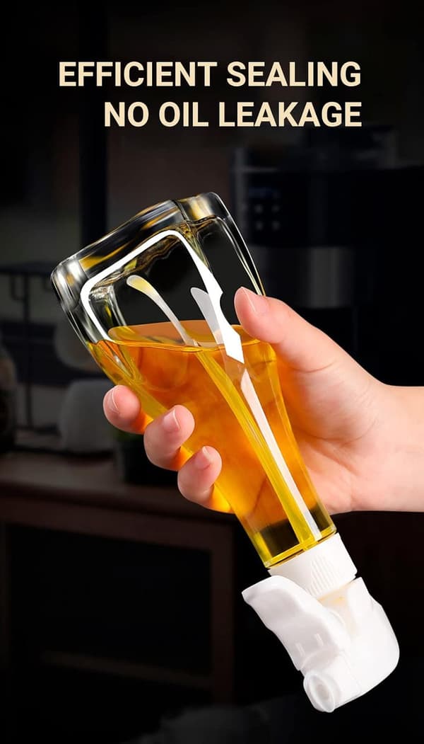 Oliesprøjte til madlavning, 240 ml olivenoliedispenserflaske, glassprøjte, til airfryer, salat, stegning, grill, hvid