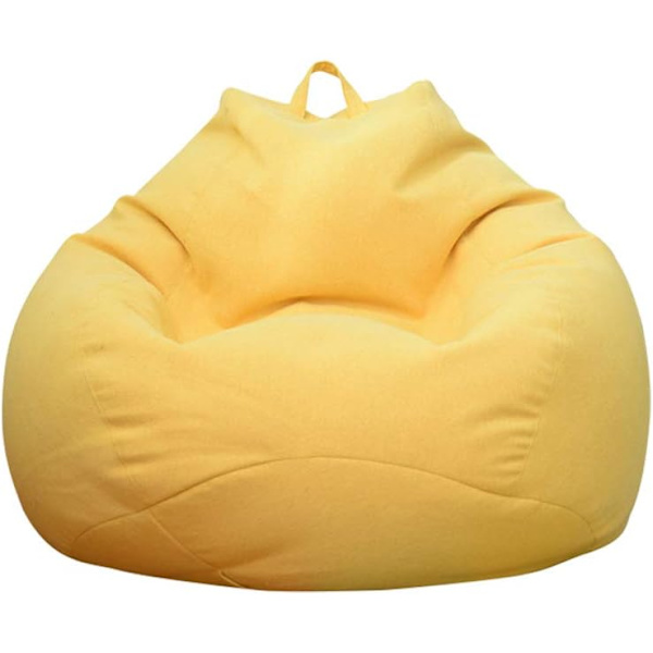 Klassisk sækkestolbetræk, Lazy Lounger sækkestol opbevaringsstolbetræk uden fyld, ensfarvet simpelt design Yellow 80*90CM