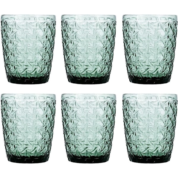 Set med 6 små glas, 300 ml, grönt glas