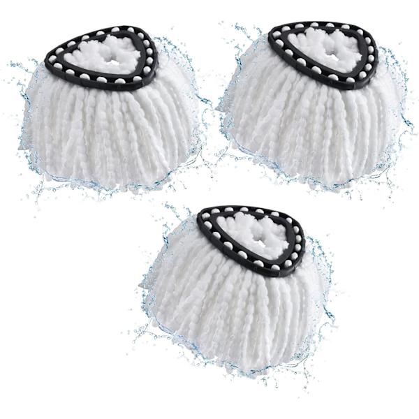 Mop-päät yhteensopivat vileda 2-in-1 Turbo Mop， Vaihtopää, Mikrokuitu (Valkoinen, 3 pakkausta)