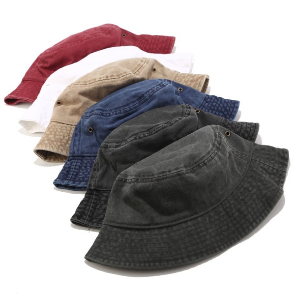 Ren Tvättad Bomulls Bucket Hat, UV-Solskydd Andningsbar Strandsemester Reshatt Khaki