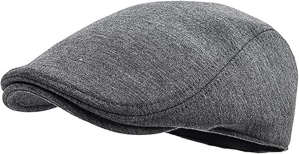 Flat beret for høst og vinter med topplue dark grey