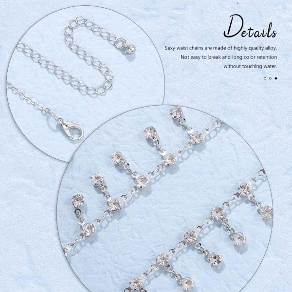 Rhinestone Belly Chain Sølv Krystal Mave Talje Kæder Kvast Bælte Body Chain Smykker til kvinder og piger