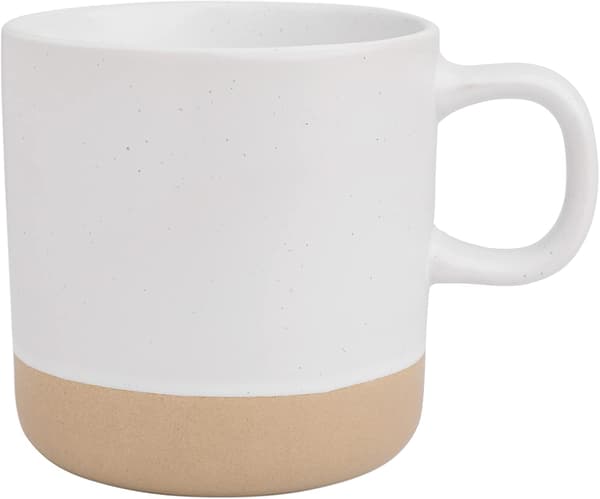 Keramisk kaffemugg vit spräcklig 355 ml, stengodsmugg för hem/kontor, mikrovågsugns-/diskmaskinssäker