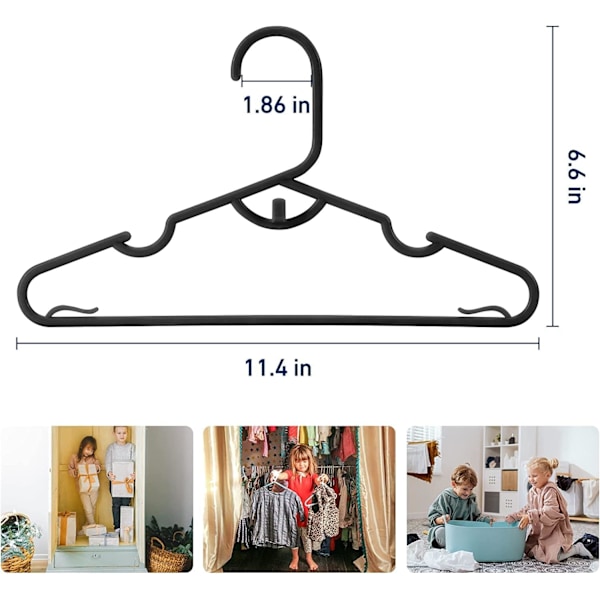 10-pack Babyhängare, Barnhängare, Plasthängare för Barnkläder, Spädbarnshängare och Småbarnshängare (Svart)