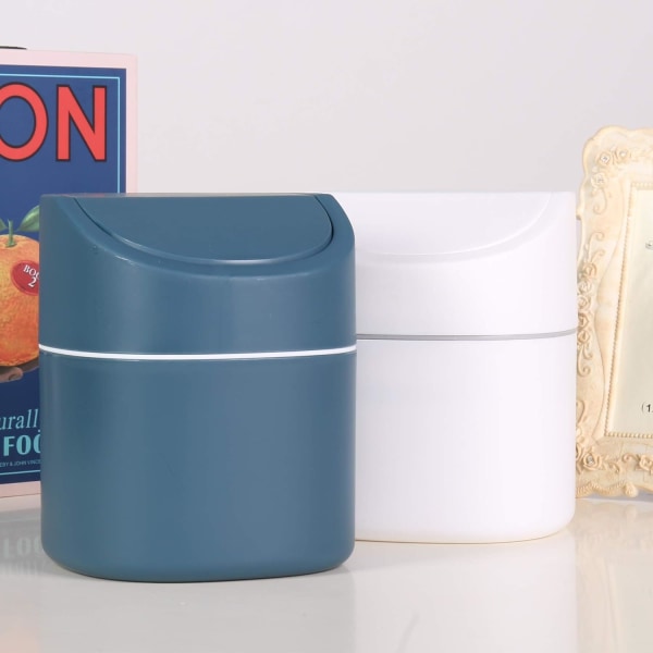 Moderne Mini-søppelbøtte i plast med lokk til baderom, skrivebord, bordplate