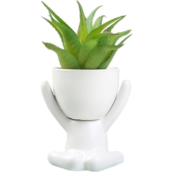 Keramiske Sukkulente Plantepotter, Kreative Små Menneskeformede Blomsterpotter, Små Plantepotter, Hvide Keramiske Blomsterpotter, Små Blomsterpotter color 2