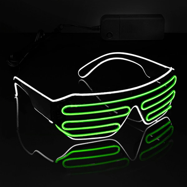 Glow In Dark Flashing Led Solbriller, Lysende Briller Til Fester, EDM, Halloween RB01(Hvit + Grønn)