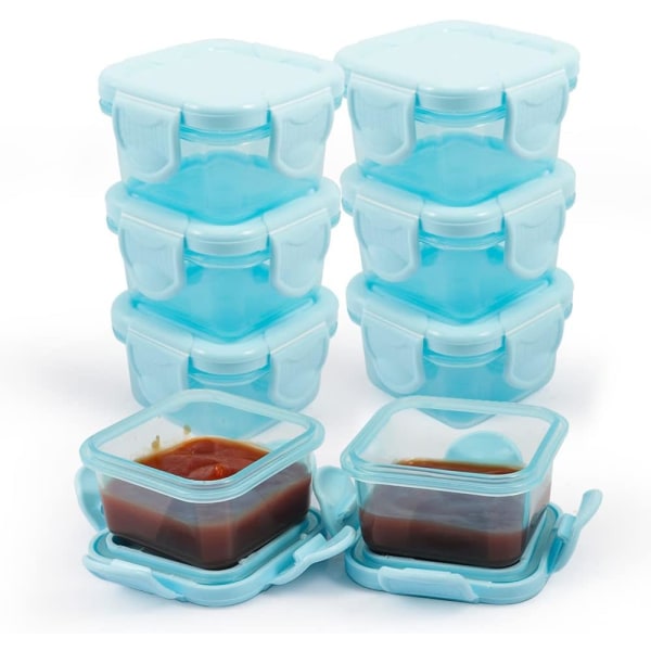Mini-salladsdressingbehållare Återanvändbara såsbehållare i plast Små såskoppar med lock för lunchlåda Picknickresor