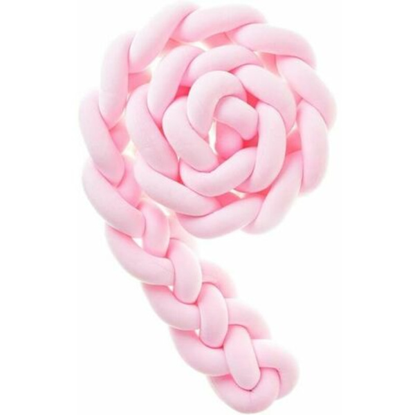 4 Flet Baby Pude Serpentine Flet Anti-Vibration Fløjl Sengbeskytter til Nyfødt Soveværelse Dekoration med Linnedpose, Pink, 1.5m