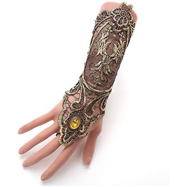 Spetsarmband Fingerlösa Långa Spetsarmband Handledslängd Blommiga Handskar Steampunk Damhandskar Set Flickor Bröllop Fest Bal Kväll