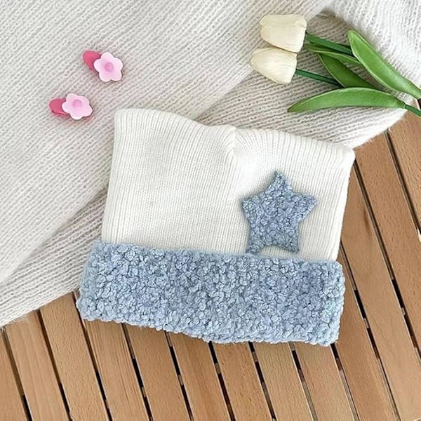 Kattmössa Y2k Beanie Stjärnlapp Stickad Hatt Y2k Tillbehör Kawaii Koreansk Gyaru Kläder blue