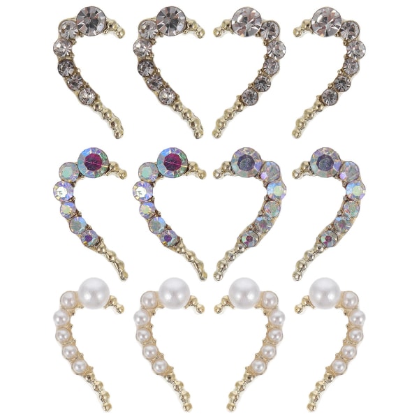 12 stk Delikate Kreative Hjerteformede Mote Neglekunstpynt Kunstdekor Diamantsmykker