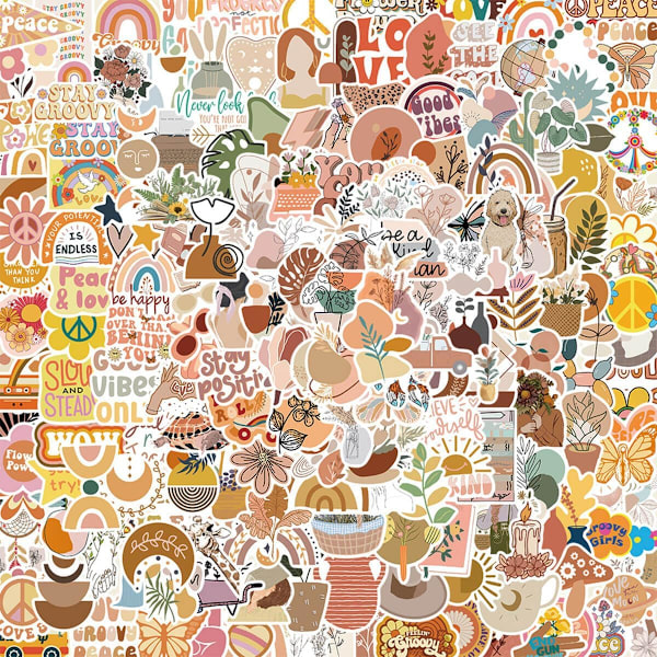 200 Stykker Boho Stickers, Vandflaskestickers, Vandfaste Stickers, Vandfaste Stickers til Laptop, Scrapbog, Guitar, Mobiltelefon osv