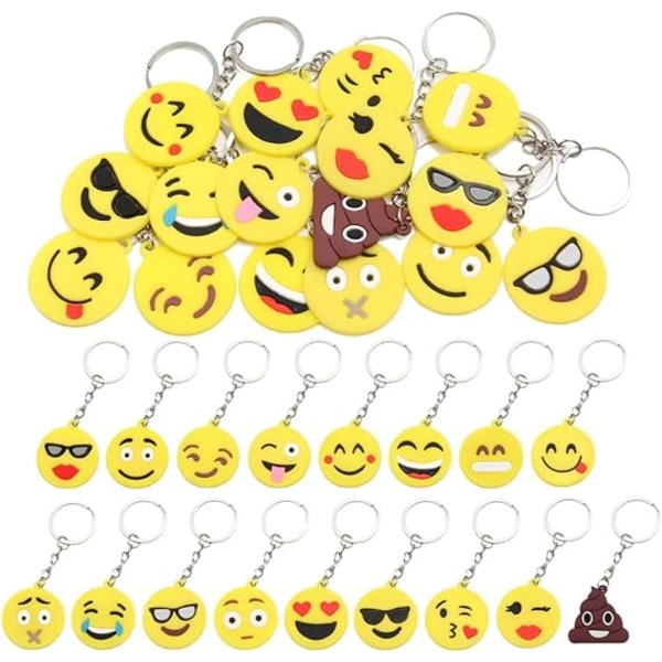 34 st Emoji-nyckelring Söt Emoji-emoji-nyckelringar Kedja Emoji-nyckelringar för barn, tillbehör för barnfester, väskdekorationer och partyfavorit