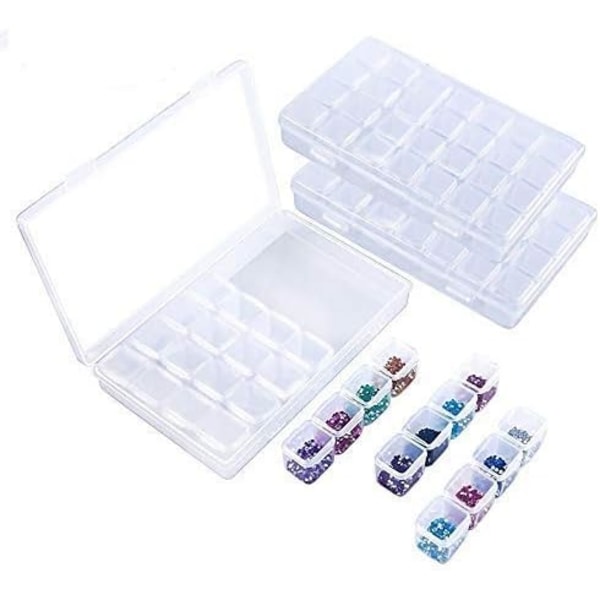 Diamond Embroidery Box, 3 Pack Clear Diamond Painting Storage Box Containers, 28 Mini Compartments Grid Mosaic Kits Each