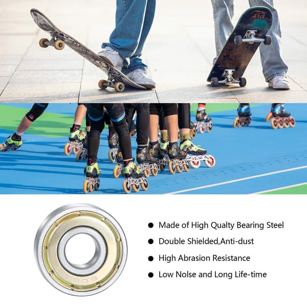 20 stk. skateboardlejer, 608ZZ dobbelt skærmede kuglelejer, små reservedele til longboard rulleskøjter (sølv)
