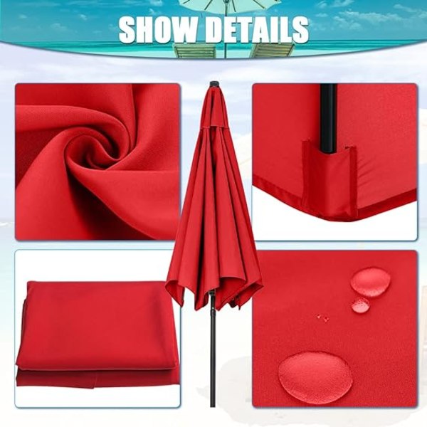 9,8 Ft Udskiftnings-Parasoldug, Universal Parasol Udskiftningsstof, Haveparasol Solskærm Dækning til Have Terrasse Have Strand bright red