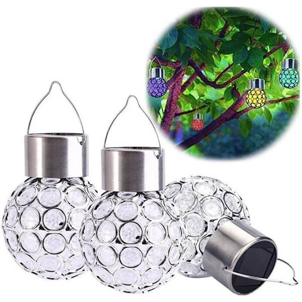 Fellibay Hängande Solcellslampor Solcellslampor för Trädgård Färgförändrande Ljus Solcellslampor Utomhus, Vattentäta, 3-pack