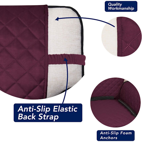 Vendbar Quiltet Sofabetræk, Vandresistent Slipcover Møbelbeskytter, Vaskbare Sofarem (Lilla)
