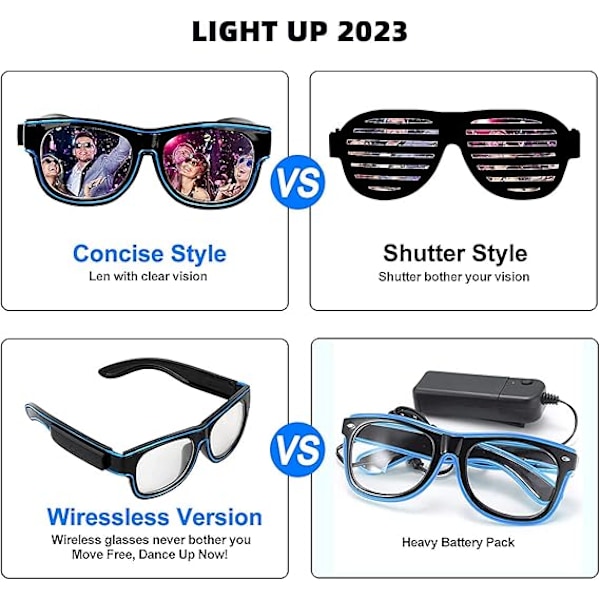 Trådløse LED-briller med blinkende modus, gløder i mørket for rave-fest, Halloween, jul, disco, konsert, EDM (grønn)