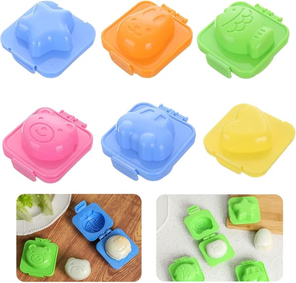 6 stk. Kokt eggform Plast Søte Eggformer Kjøkken Sushi Ris Eggform Dyr Design Egg DIY Form Gadgets Verktøy