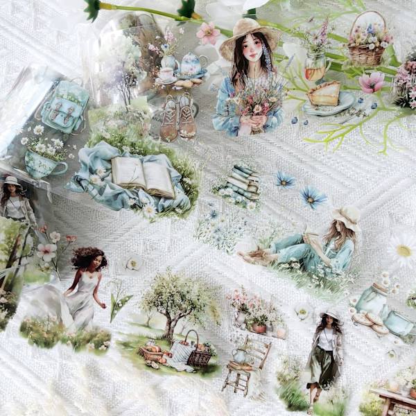 PET-tarrat 3 rullaa, kevät ja kukat, scrapbooking-tarvikkeet, läpinäkyvät tarrat lehtiöihin, päiväkirjoihin, scrapbooking-tarvikkeet, päiväkirjat color 2