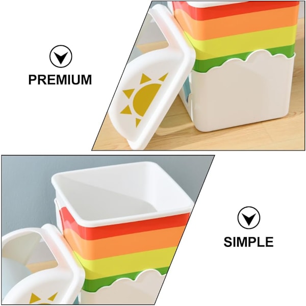 Soptunna med lock - Regnbågsfärgad soptunna, söt soptunna i plast, inomhus soptunna med svänglock för badrum, kök, kontor, sovrum, skola