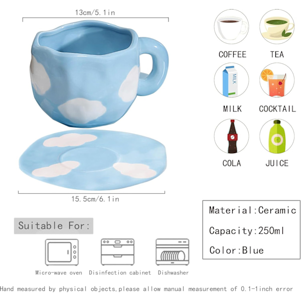 Kaffekoppsett med underkopp Muggegaver til kvinner Bursdag Keramikkkopp 250 ml Kaffekopp med underkopp Bursdagsgave til kvinner color 2