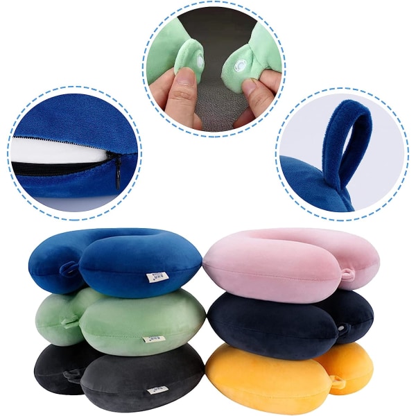 Nakkepude til rejser, opgraderet rejse nakkepude til fly 100% ren memory foam rejsepude