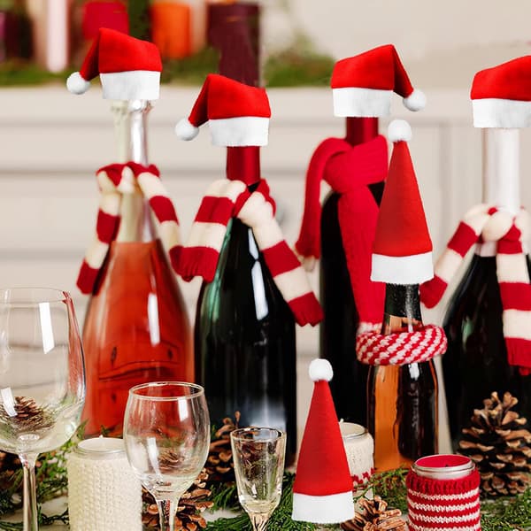 20 stk. julebestikholdere, julemandshuer til bestik, middagsservicepynt til hjemmefest