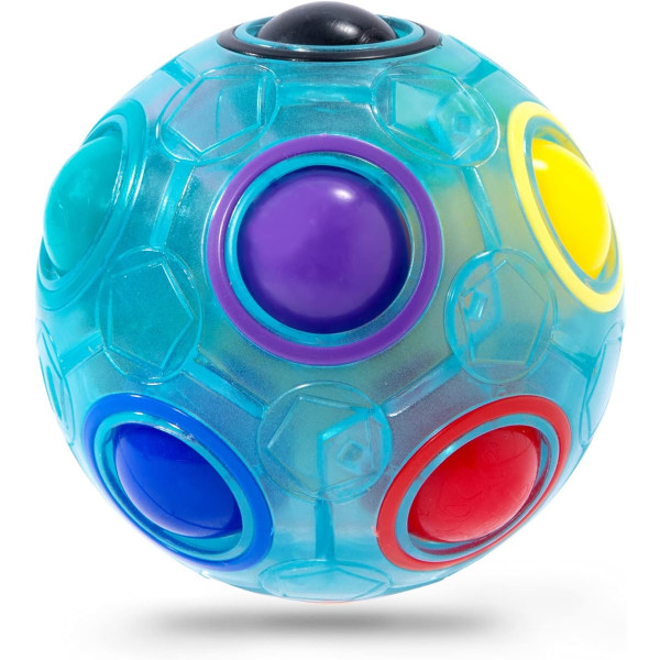 Magic Rainbow Puzzle Ball, Fidget Ball Pusselspel Roligt Stressreliever Magic Ball Brain Teaser Ball Leksaker för barn Tonåringar och vuxna (blå)