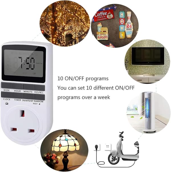 Digital Timer Switch, Programmerbar Timer UK Stickkontakt med LCD-Display Säkerhetsverktyg, för Hem och Inomhus - 1 st